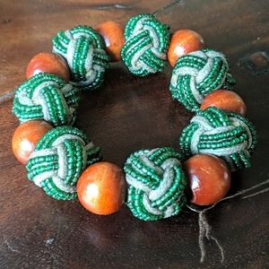 Wooden beads and Beaded knots Bracelet